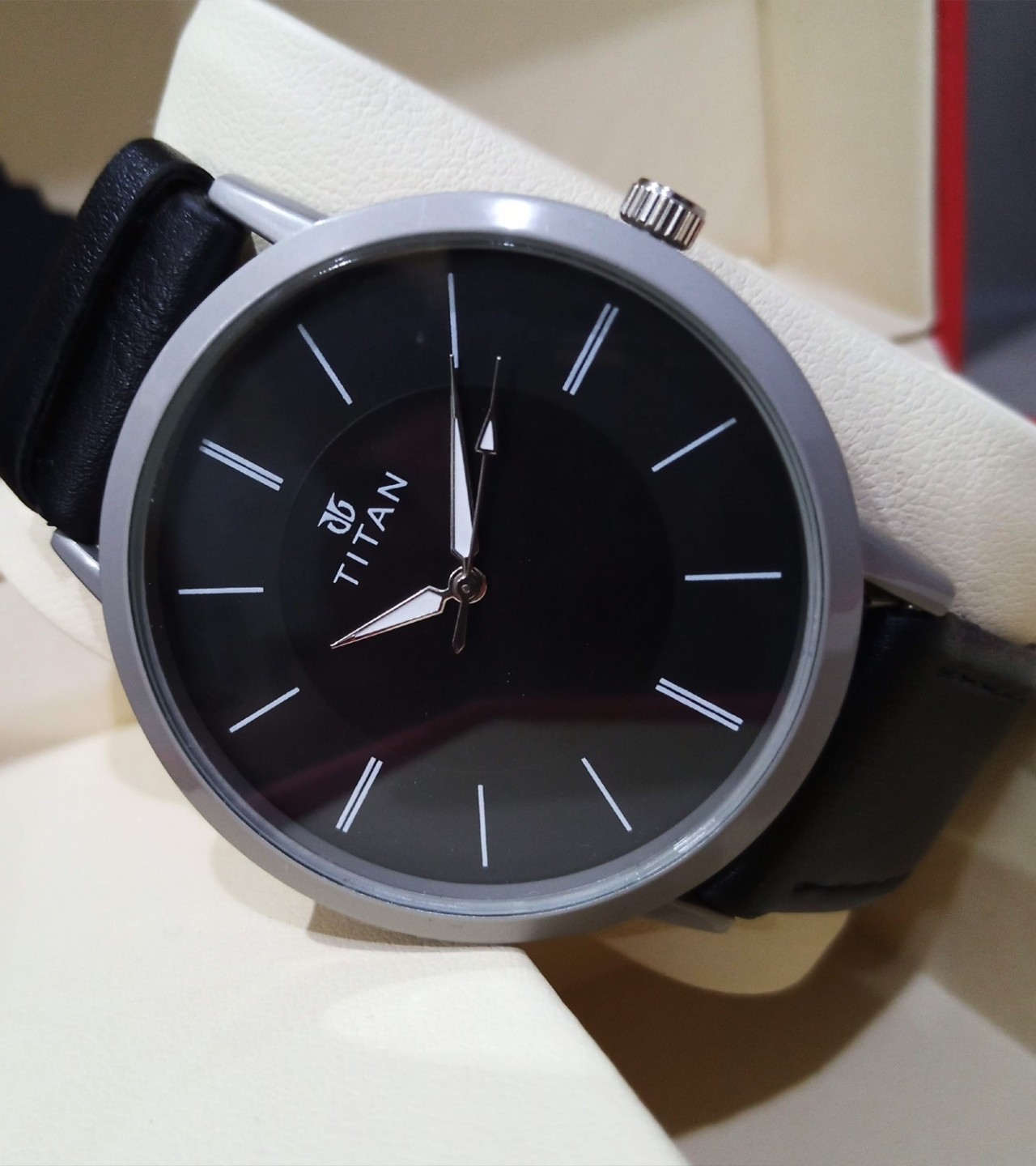 Titan leather watch on sale price